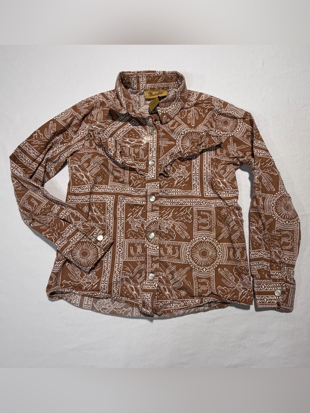 Wrangler Brown and White Printed Western Jean Jacket